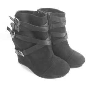 Black Wedge Booties
