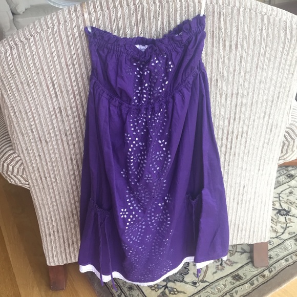 Purple strapless dress
