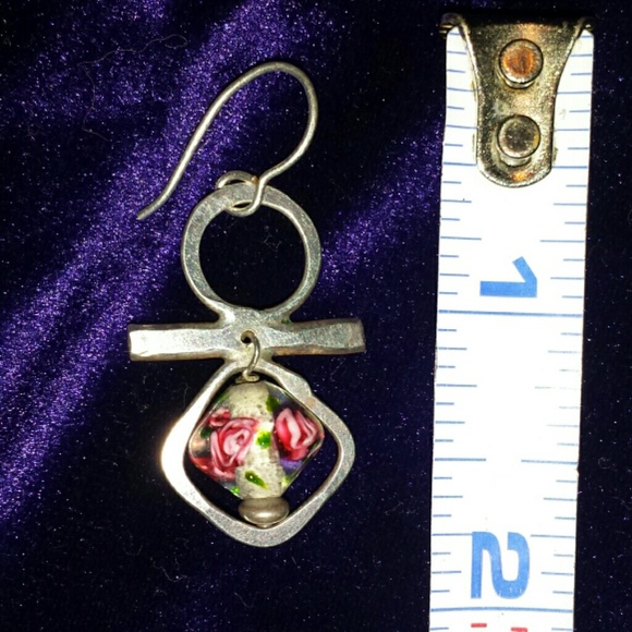 Painted bead earrings - Picture 2 of 3