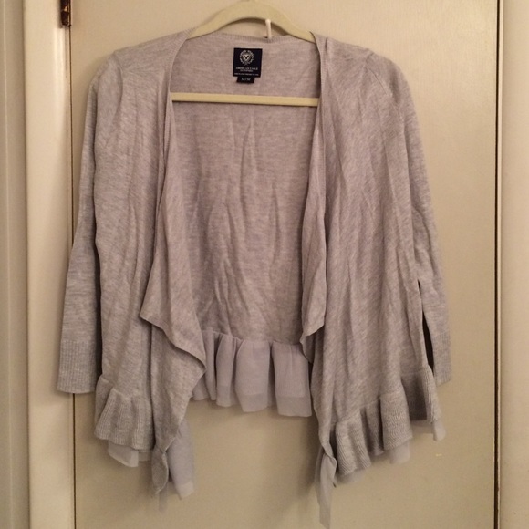 grey American Eagle Outfitters ruffle cardigan - M