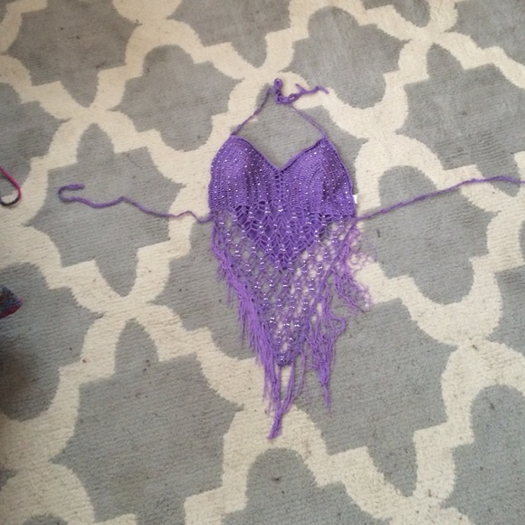 purple belly dancing halter open back one size