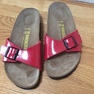 Size 39 Birkenstocks, Cherry Red