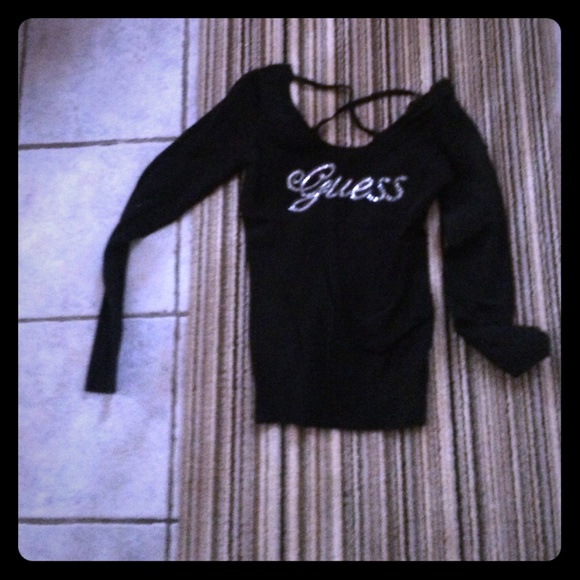 Guess black sweater with rhinestones medium