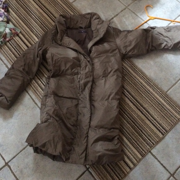 Olive long puffer coat from gap