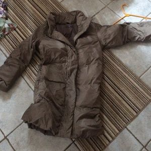 Olive long puffer coat from gap