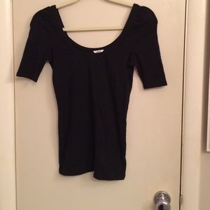 black swoop neck tshirt size S