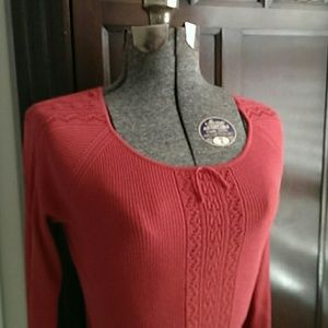 Coral Ann Taylor LOFT shirt with lace detail