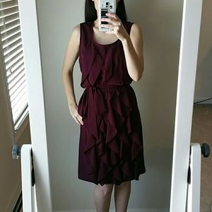 Dark plum ruffle dress