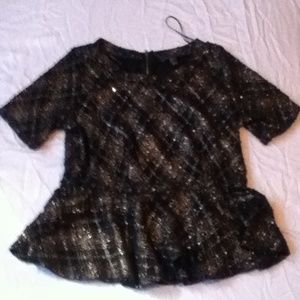 Round Neck Sparkle Peplum