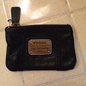 Fossil ID wallet keychain black leather