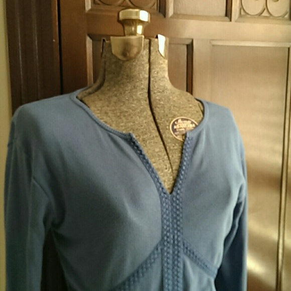 Prana blue shirt with lace detail