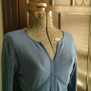 Prana blue shirt with lace detail