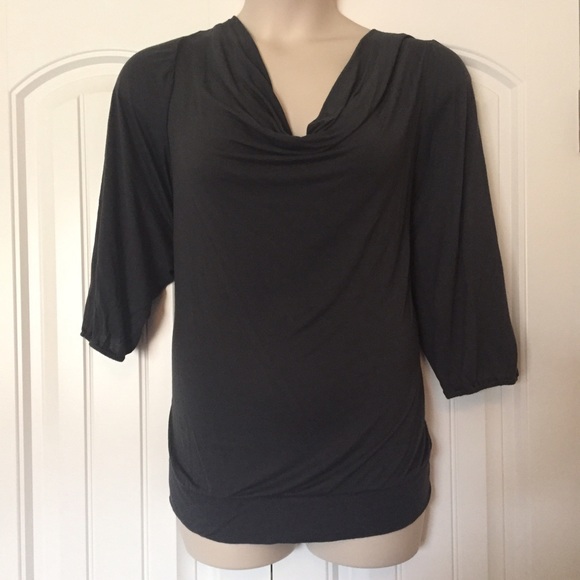 Charcoal drape neck top