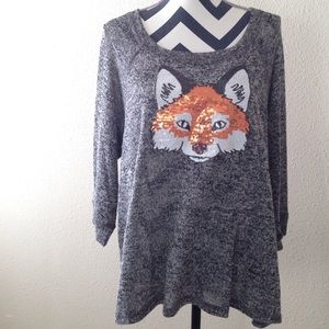 sequin fox knit top