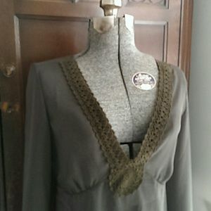 Olive green sheer Ann Taylor LOFT blouse