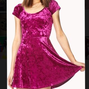Forever 21 Red/Pink Velvet small skater dress