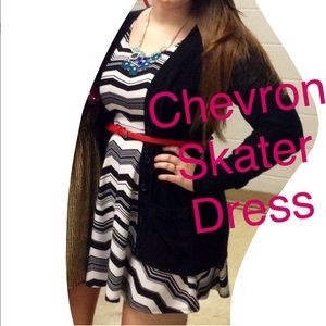 Black and White Chevron Skater Dress