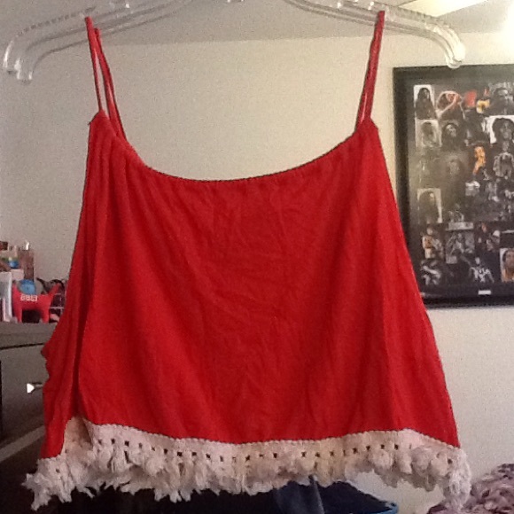 Orangish and white crop top