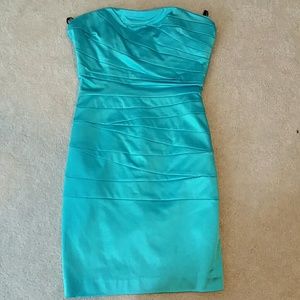 Aqua blue satin dress