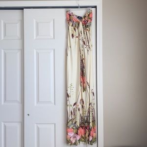 Floor length yellow sundress w/pink flowers 🌺🌞🌸