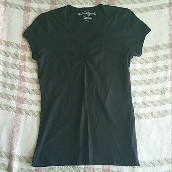 Monique Causal Black V-neck Top