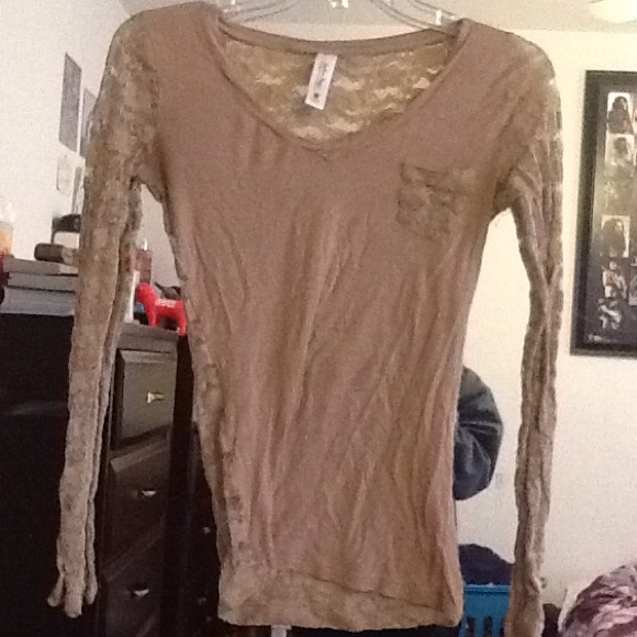 Beige floral lace top