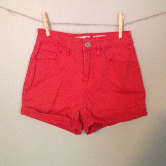 Red High Waisted Shorts