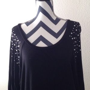 Embellished should knit top