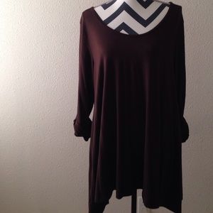 Brown knit tunic top