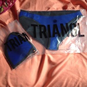 Royal Blue Neoprene Bikini Triangl Dupe-new