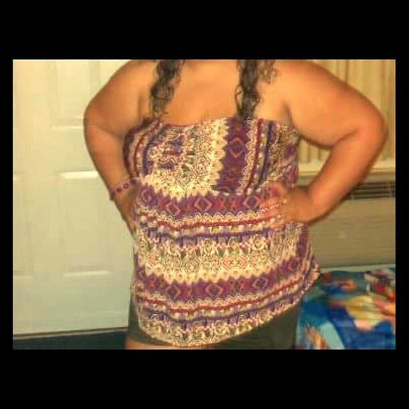 *REDUCED* Multi Color Tribal Strapless Top