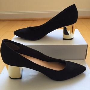 ASOS Black & Gold Heel Pumps- UK Size 6