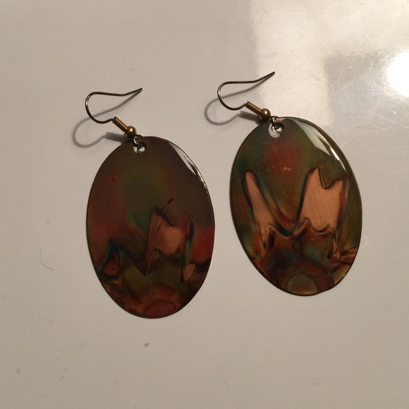 Cooper oval earrings