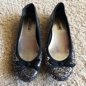 Black Glittery Flats