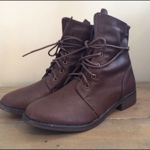 Women's Ankle Brown Faux Leather Boots