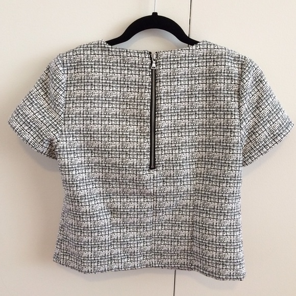 Express Boxy Tweed-look Cropped Top, Size XS - Picture 2 of 3
