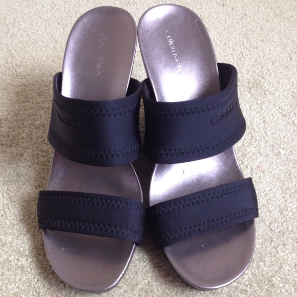 Calvin Klein Black Wedge Sandals
