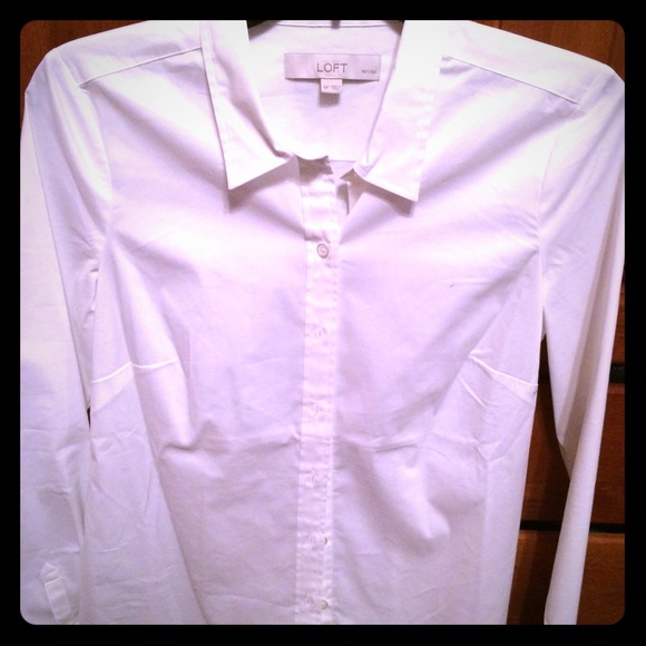 Loft long white dress shirt