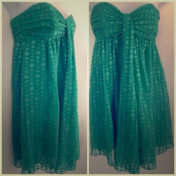 Express Dresses & Skirts - EXPRESS - Green / Turquoise Strapless Dress