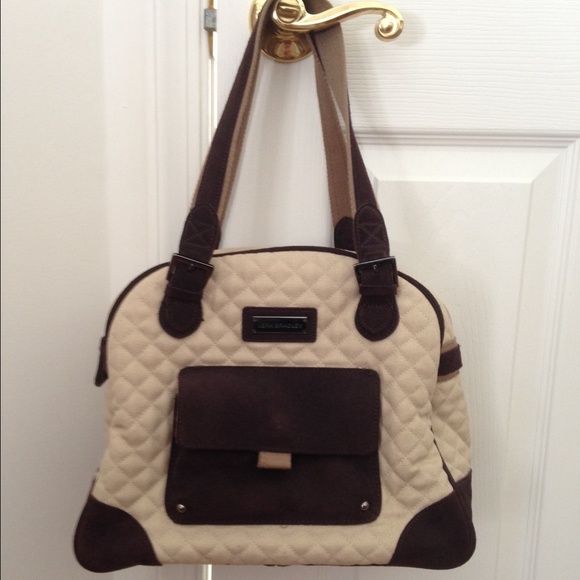 Vera Bradley tan and brown bowler bag
