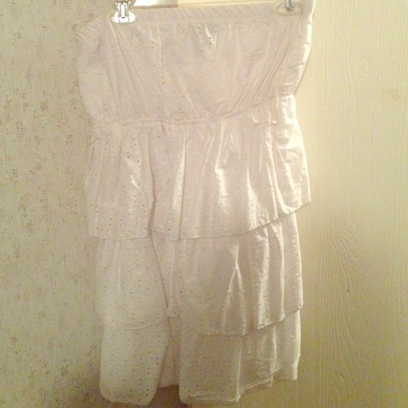Lace ruffle dress or could be worn as a top!