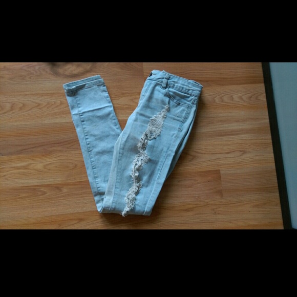 Light blue skinny ripped jeans