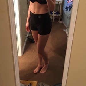 Black denim high wasted shorts