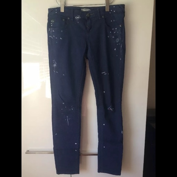 Free People Navy Splatter Skinny Jeans