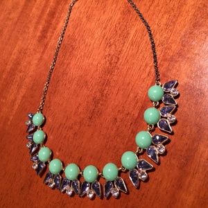 JCrew mint and sky blue pearl and crystal necklace