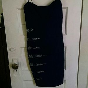 Strapless dress navy blue