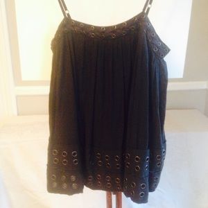 All Saints grommet top. Rough edged layered fabric