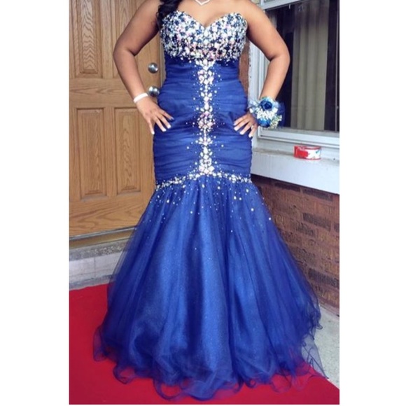 strapless open back dress Jovani -22811 Iridescent Sequin Low V-Neck Prom Dress