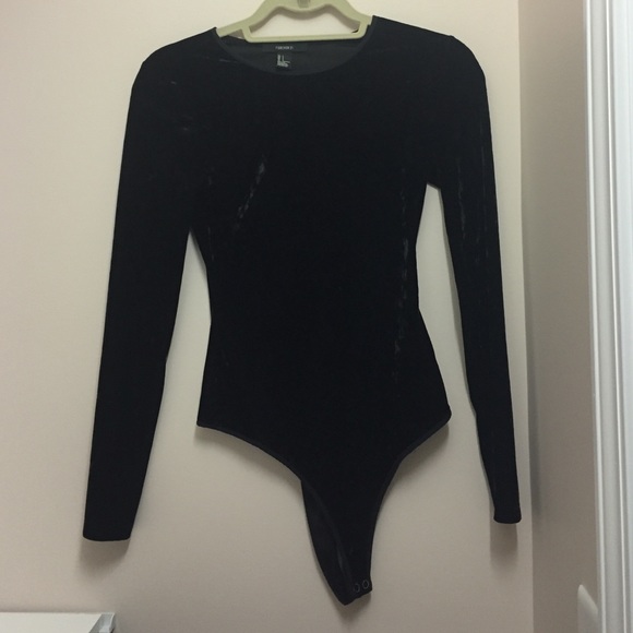 Forever 21 Black Velvet Bodysuit