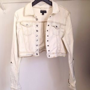 Cropped off white denim jacket (heavy material)